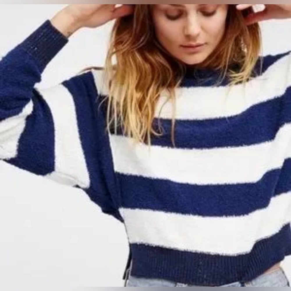 Free People French Terry Light And Soft Cropped Pullover